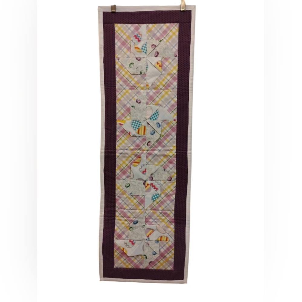 Quilted Table Topper/Runner Purple-White Housewarming approx. 13' x 36'